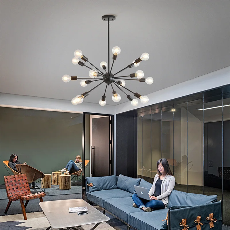 

Retro industrial style satellite chandelier, 10 12 18 chandelier wrought iron lamps, corridor living room bedroom chandelier