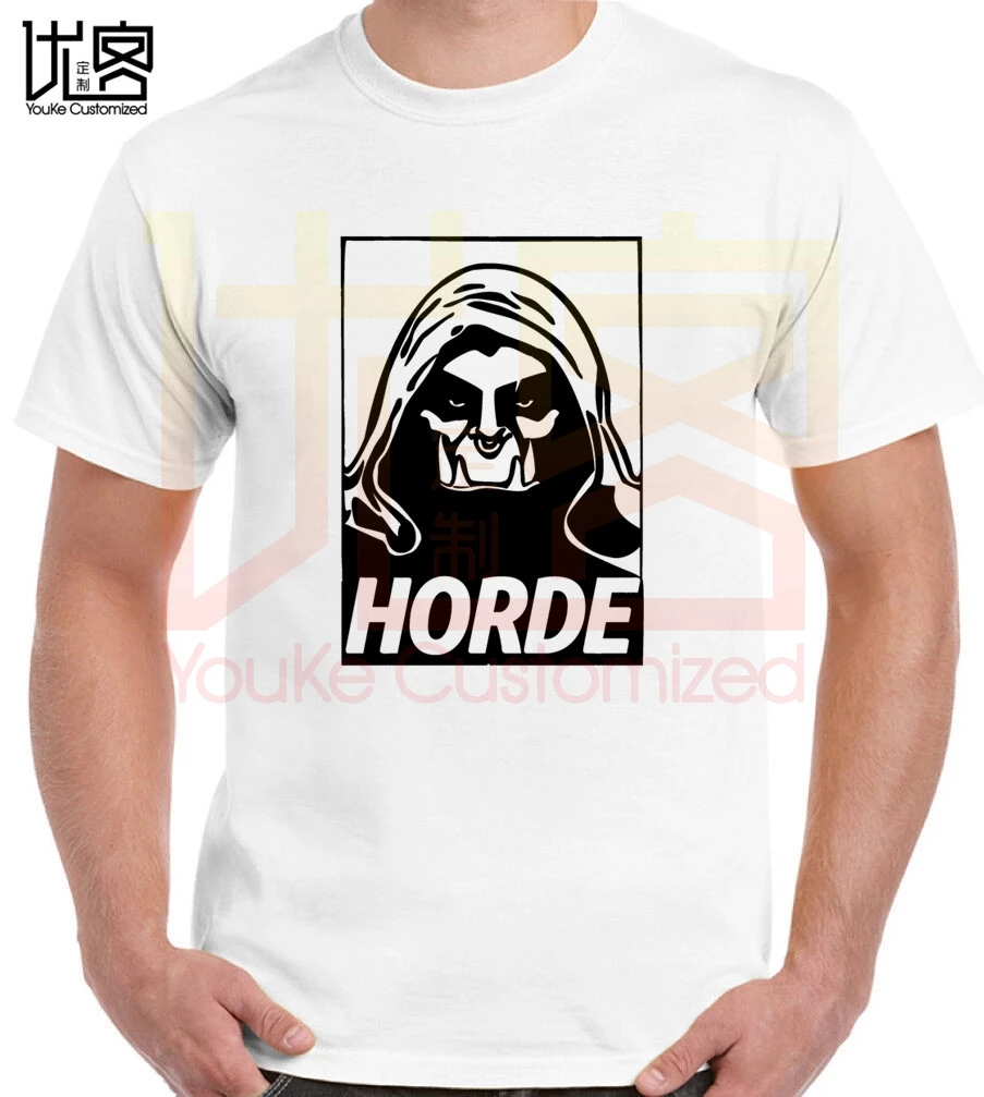 HORDE hooded orc chief T-Shirt World Of Warcraft men's women's 100% cotton short sleeves tops tee printed casual t-shirt |