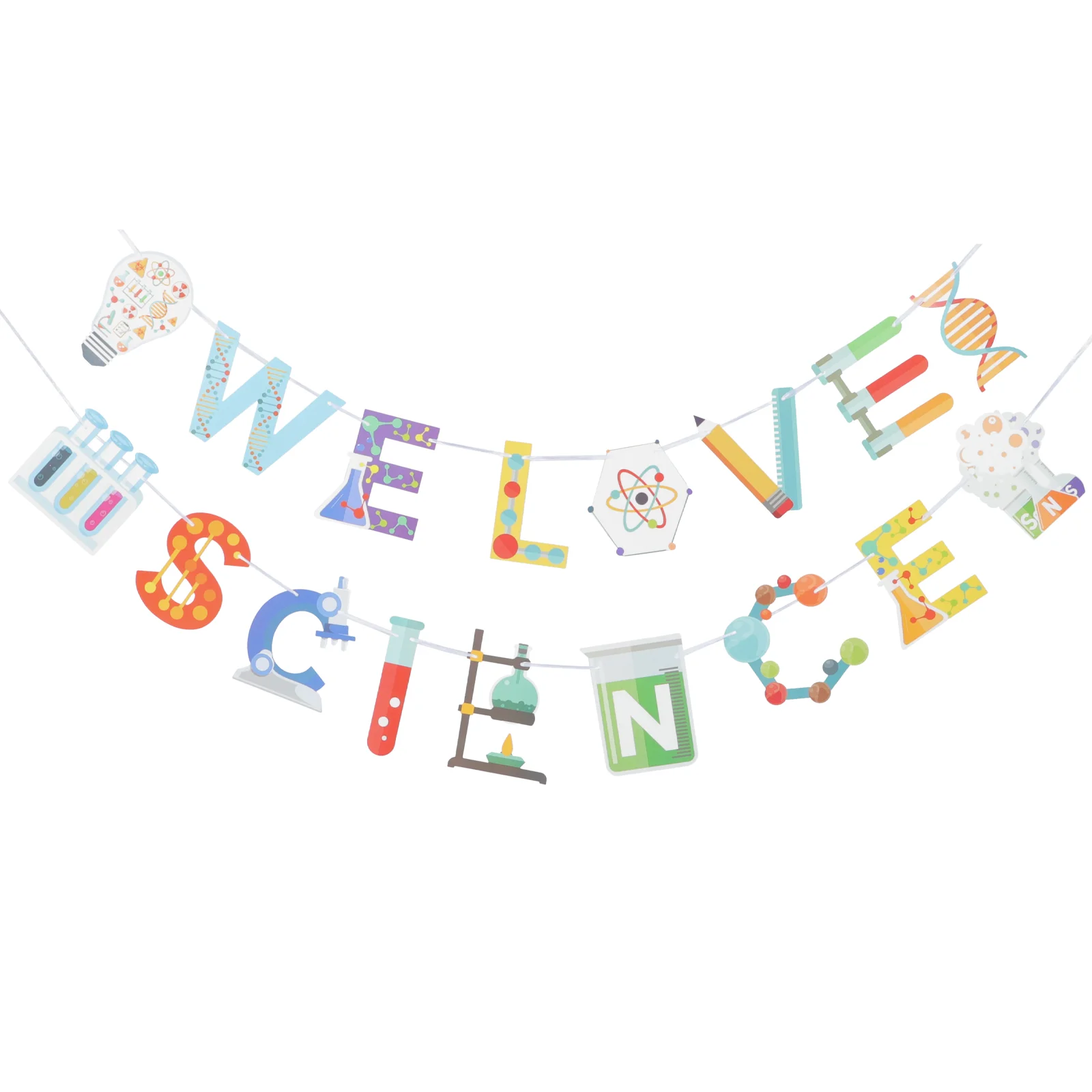 

2 Pcs Science Theme Hanging Flag Party Supplies Birthday Decorations Boys Baby Banner Flags Paper