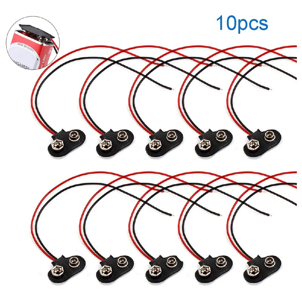 

10Pcs 9V Battery Connector T Type Clip Plug Wire Cord Leads 6 Inch Battery Cable For LED Light Strips Or Electronic Equipment