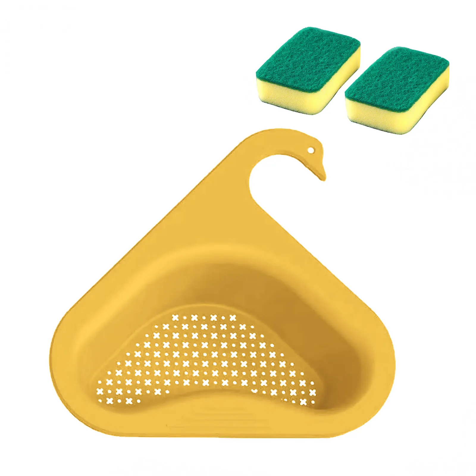 

Кухонная треугольная решетка для раковины, корзина с 2 губками, многофункциональная угловая пробка для раковины, сушилка для овощей и фрукт...