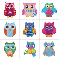 5pcs cute owl bird patch iron on embroidered pattern stickers clothing thermoadhesive patches cloth repair kids fashion badges