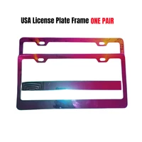 2pcs latest usa standard stainless steel car license plate frame jdm racing personality for colorful auto number plate frame ac