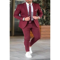 new arrival burgundy mens suits for wedding business 2 pieces groom blazer jacket pants formal party suits peak lapel tuxedos