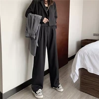 casual pants women high waist chic solid all match drape korean style autumn office laides mopping leisure slender ulzzang new