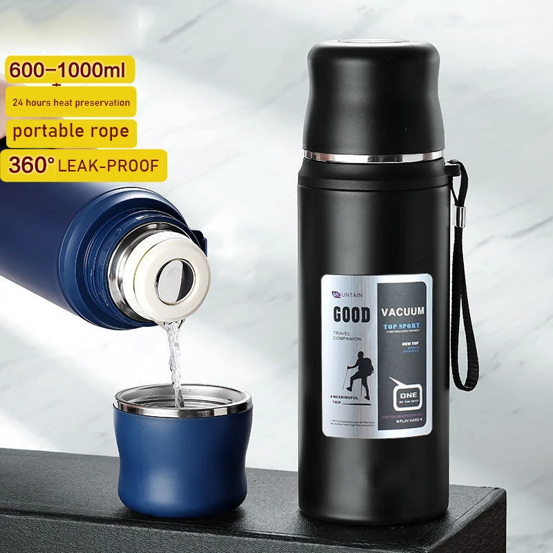 1000 800 600ml Thermal Mug 304 Stainless Steel Cup Vacuum Thermos Cup Outdoor Large Capacity Thermos Cup Hot Water Thermos