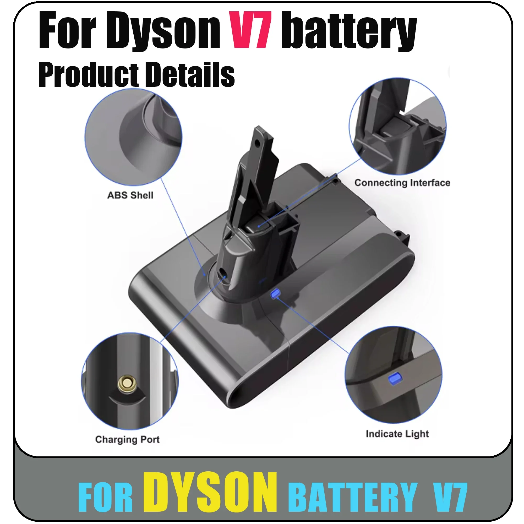 Фото Новый аккумулятор для Dyson V7, 21,6 В, 6800 мАч/88000 мАч, литиевый аккумулятор FLUFFY V7 Animal V7 Pro 225403 229687, инструменты №1