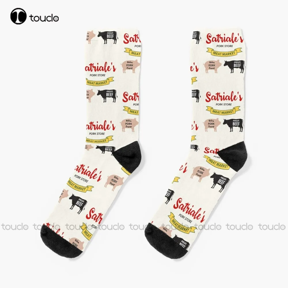 

Satriale'S Pork Store Meat Market Sopranos New Jersey Pork Sausage Angus Beef The Sopranos Socks White Men'S Socks Custom Gift