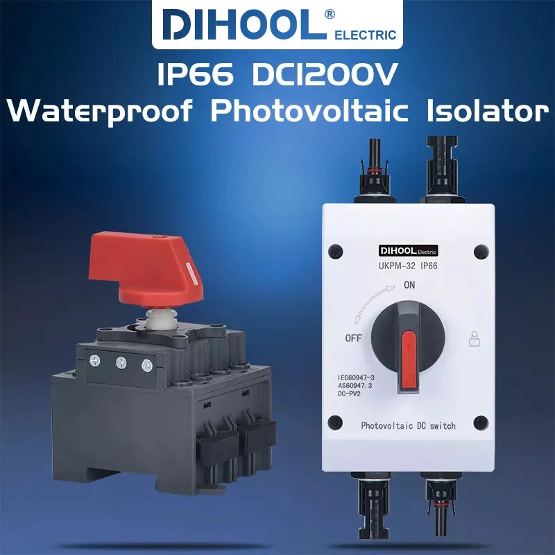 

Outdoor Waterproof IP66 Solar DC 1000V 1200V 16A 32A Breaker PV Photovoltaic Isolator Isolating Switch with Solar Connectors