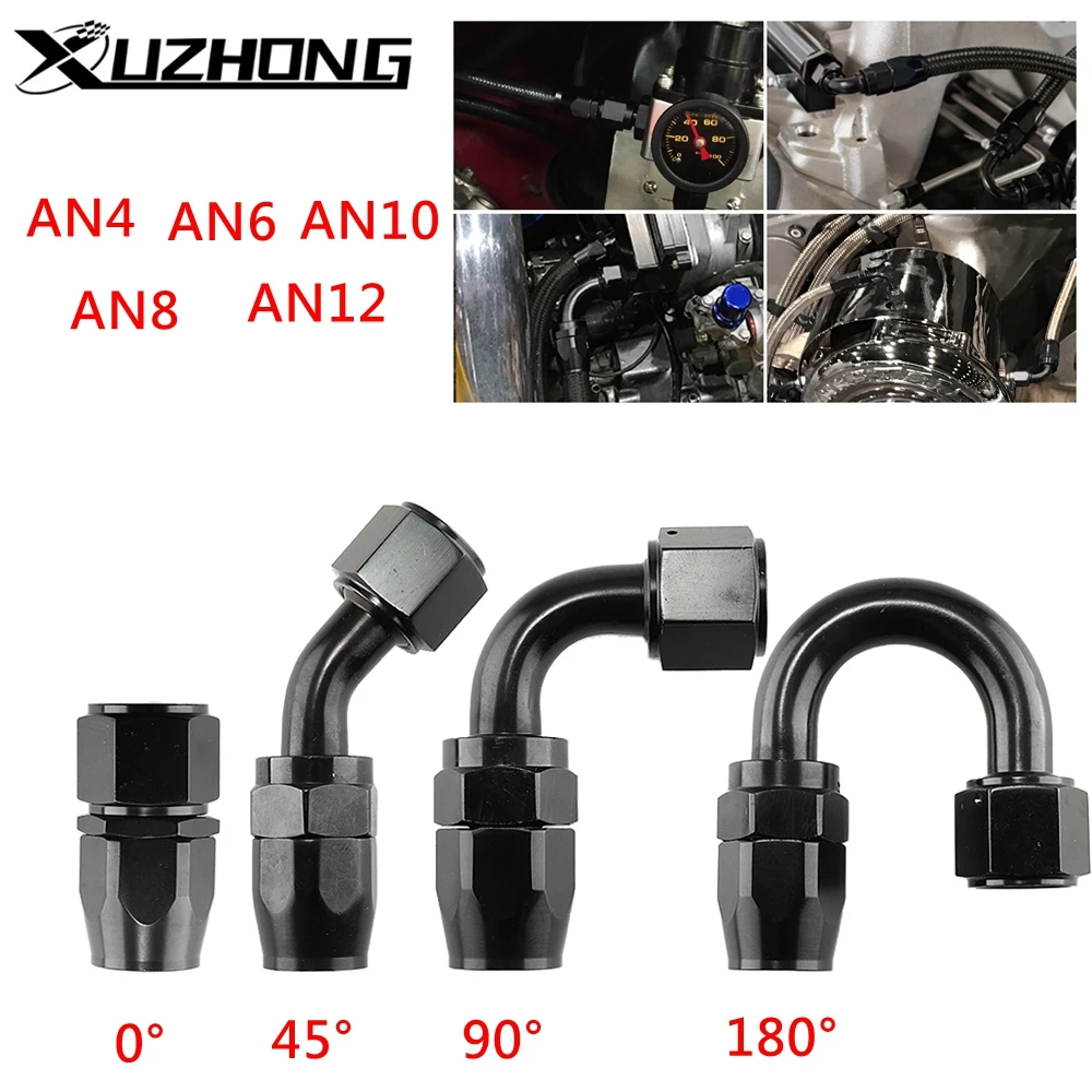 

1 Piece AN4/6/810/12 Straight 0°/45°/90°/180° Degree Aluminum Swivel Hose End Fitting Adapter Oil Fuel Line NPT PLUG Black