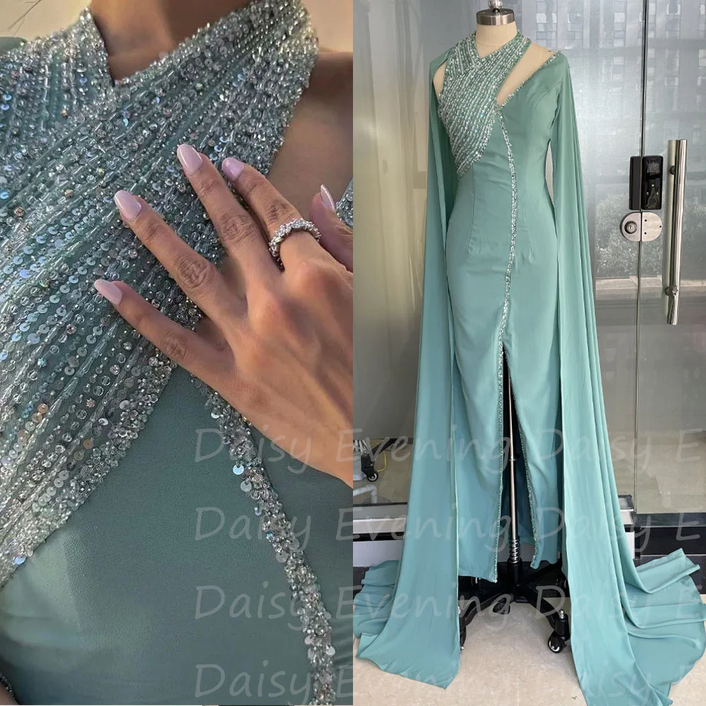 

Luxury Prom Dresses Gala Halter Sequins Green Strapless Evening Dress Ball Gown Saudi Arabia Party Wedding For Special Events