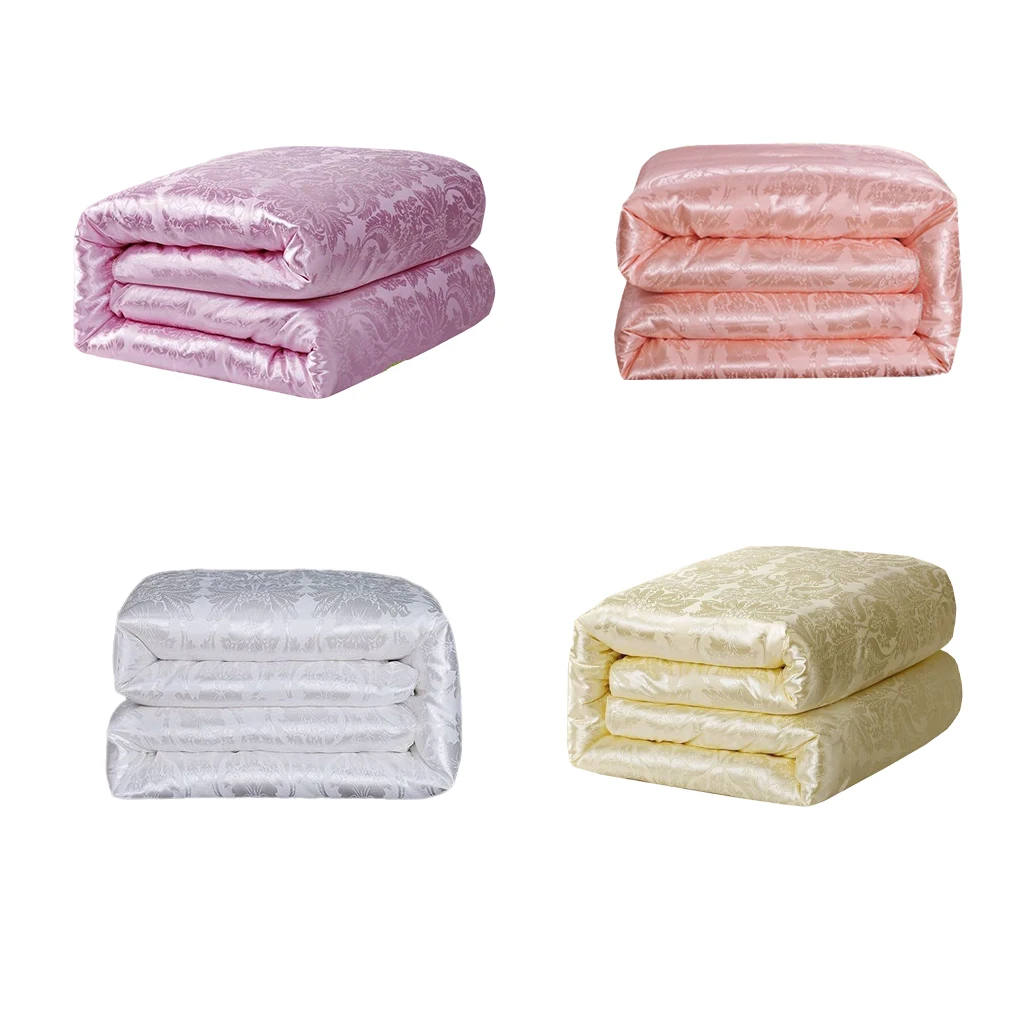 

Duvet Silk Quilt Solid Color Comforters Inner Bedding Filler Breathable Lightweight Blanket Double Twin Size Pink