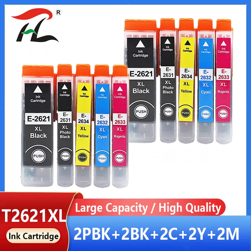 

10x Compatible Ink Cartridge T2621 26XL for Epson XP510 XP520 XP600 XP605 XP615 XP620 XP625 XP710 XP720 XP800 XP810 XP820