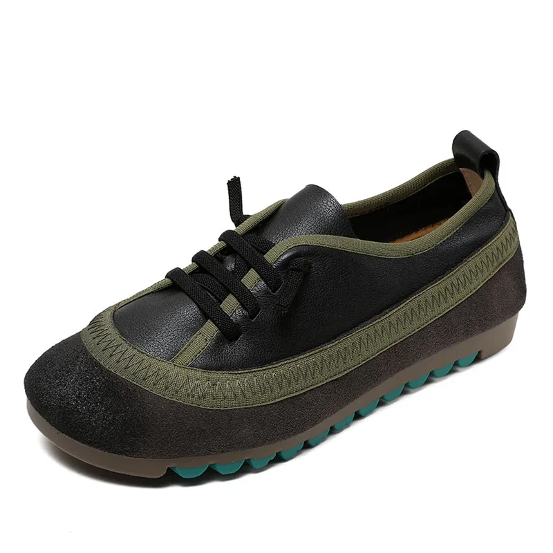 Лоферы женские ручной работы из натуральной кожи на плоской подошве в