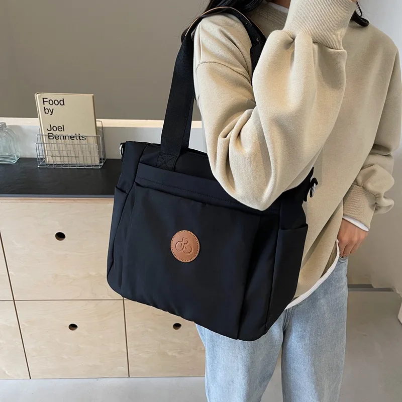 Холщовая Сумка-тоут для женщин повседневная Сумочка на плечо нейлоновая сумка