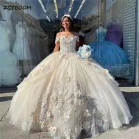princess off shoulder quinceanera dresses sweet ball gown lace 3d flower appliques birthday party gowns vestidos de 15 a%c3%b1os 2022