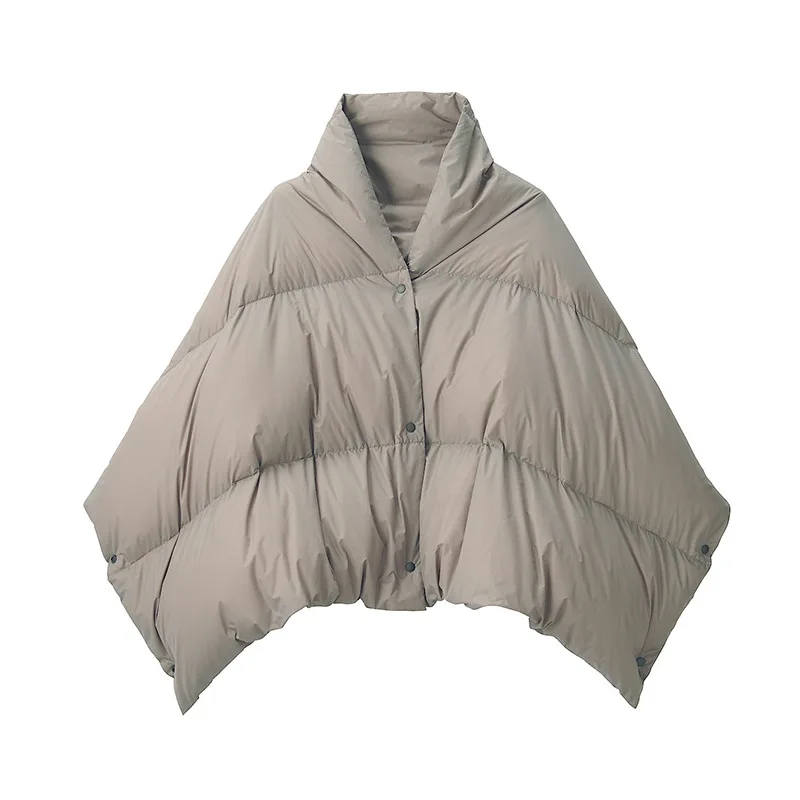 Winter Women Windproof Waterproof Loose White Duck Down Coat Jacket Luxury Ladies Autumn V-neck Cardigan Capes and Ponchos
