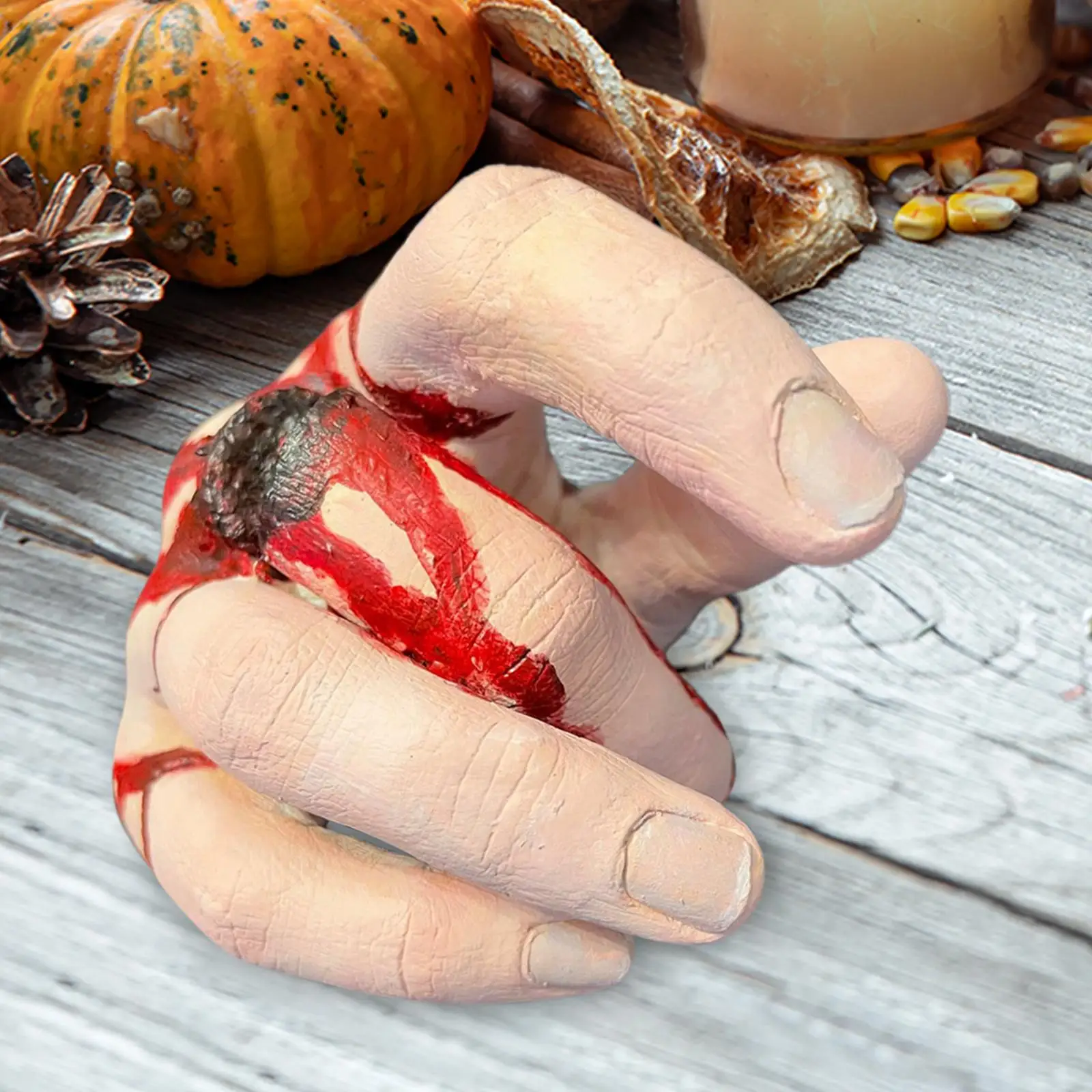 

Bloody Hand Horror Halloween Decorations Severed Hand Resin Craft Ornament Scary Hand Statue for Bar Office Cosplay Party Home