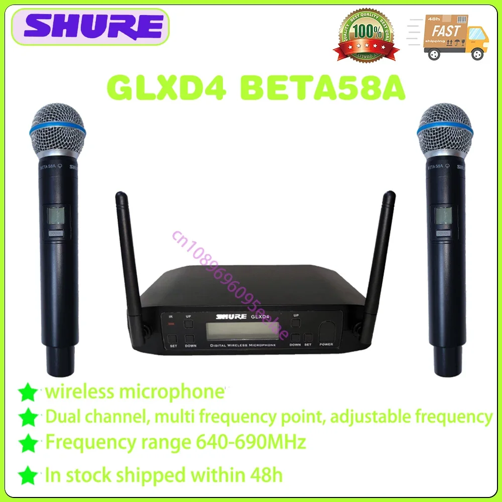 Shure GLXD4 BETA58A беспроводной 2 ручной микрофон UHF динамический профессиональный для