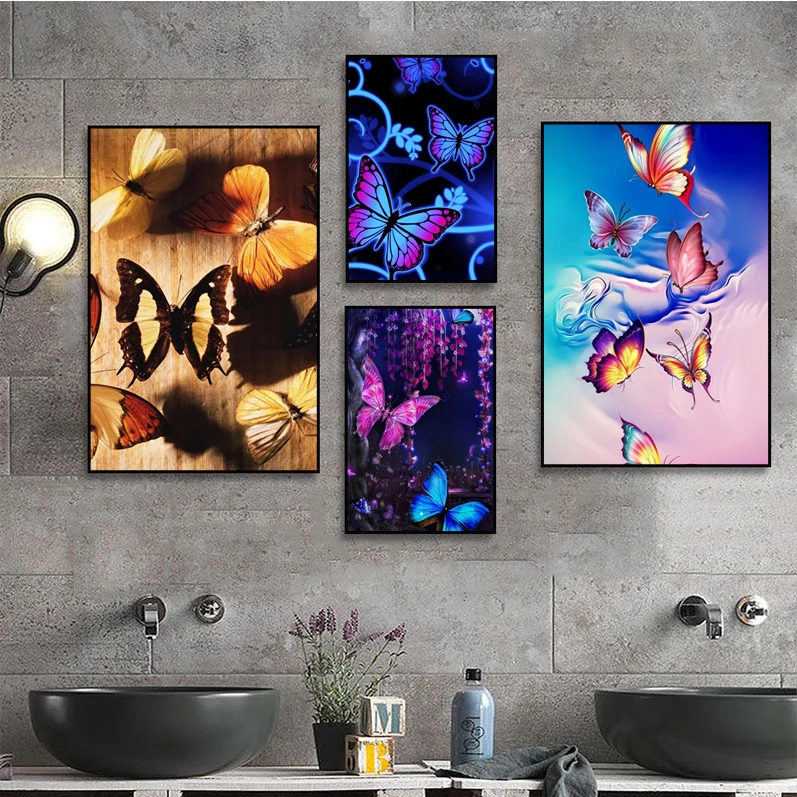 

Butterfly Art Classic Vintage Posters Whitepaper Sticker DIY Room Bar Cafe Stickers Wall Painting