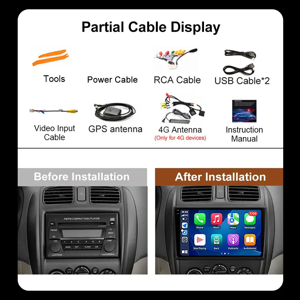 Фото Android 16 Авто беспроводной Carplay для MAZDA 323 HAIMA FREEMA FORD LASER 2002-2008 Автомобильный радиоприемник GPS Navi стерео 4G LTE WIFI Tool №2