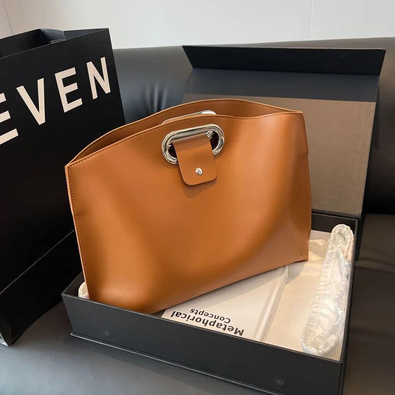 

Вместительная сумка-тоут из искусственной кожи, модный однотонный саквояж-мессенджер, Повседневная винтажная дамская сумочка-мешок для поездок