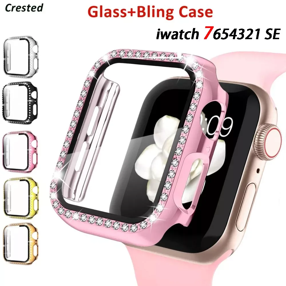 

Glass+cover For Apple Watch case 44mm 40mm 42mm 38mm bumper Screen Protector Accessories iWatch series 5 4 3 SE 2 6 7 45mm 41mm
