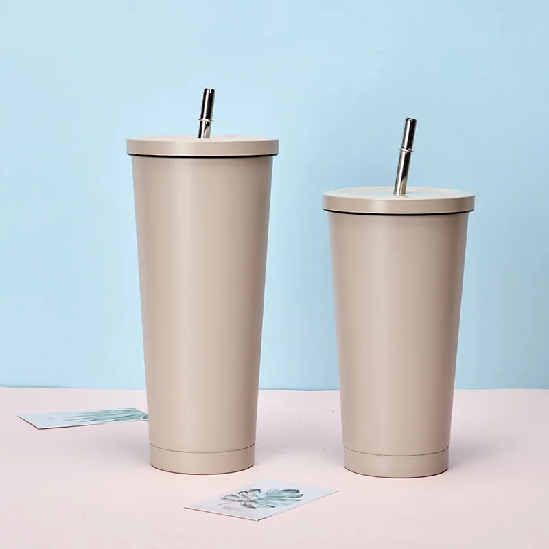 

Stainless Steel Water Cup With Straw Large Capacity Travel Cup Modern Portable Drinkware School Office Water Bottle Coffee Mug