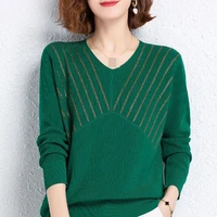 v neck sweater womens spring autumn long sleeved top 2022 spring new thin sweater fashion bottoming shirt
