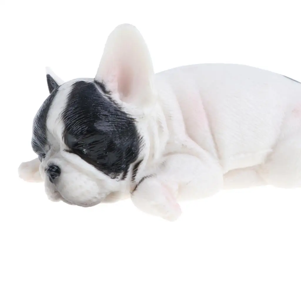 Realistic Sleeping French   Dog Animal Puppy Pet Figure Wild Forest Farm Ocean Models Educational Toy Home Decor Gift #B