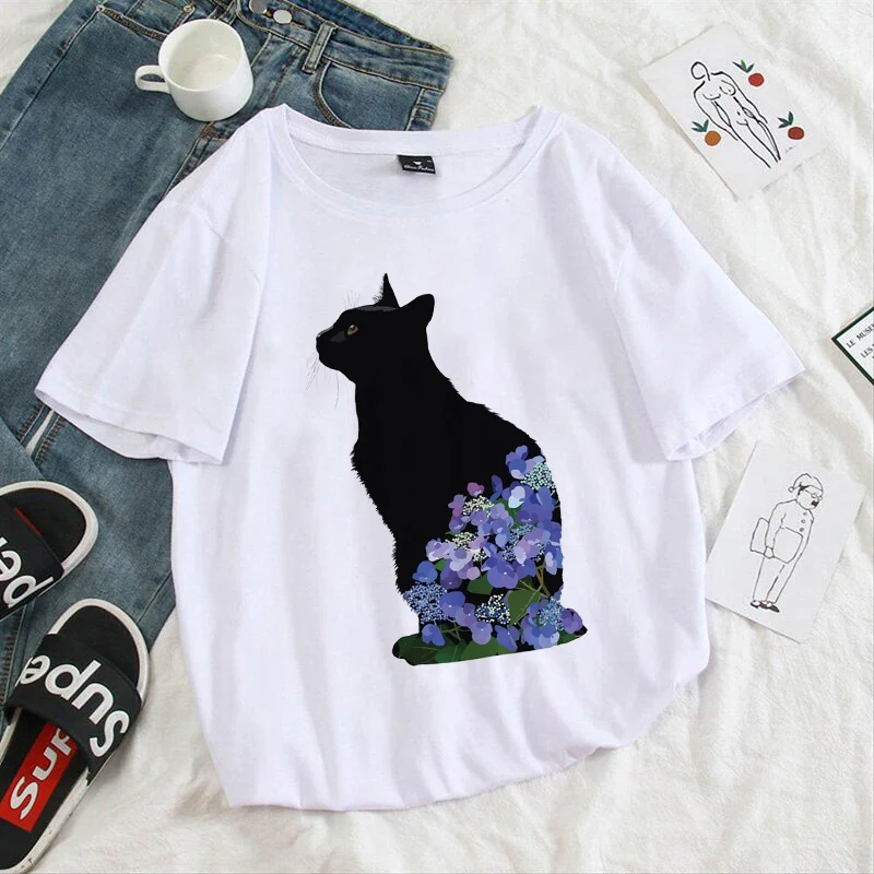 

Футболка женская с коротким рукавом, милая Модная рубашка в стиле 90-х, с мультяшным принтом, Яркая Цветная Акварельная футболка, летняя одеж...