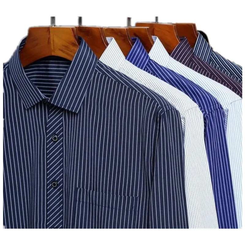 

Striped Business Men's Shirt 2023 New 40% Cotton+60% Polyester Long Sleeve Men Tops Casual Men Clothing Big Size 38-45 B0183