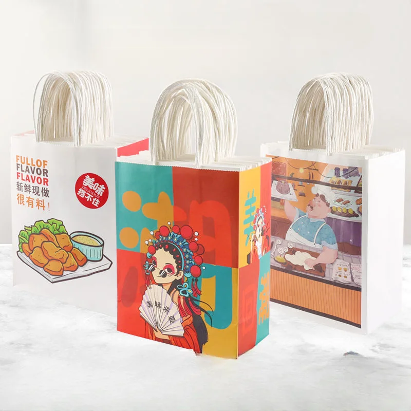 

Kraft paper bag handbag milk tea baking takeaway packaging bag commercial catering food gift packaging bag