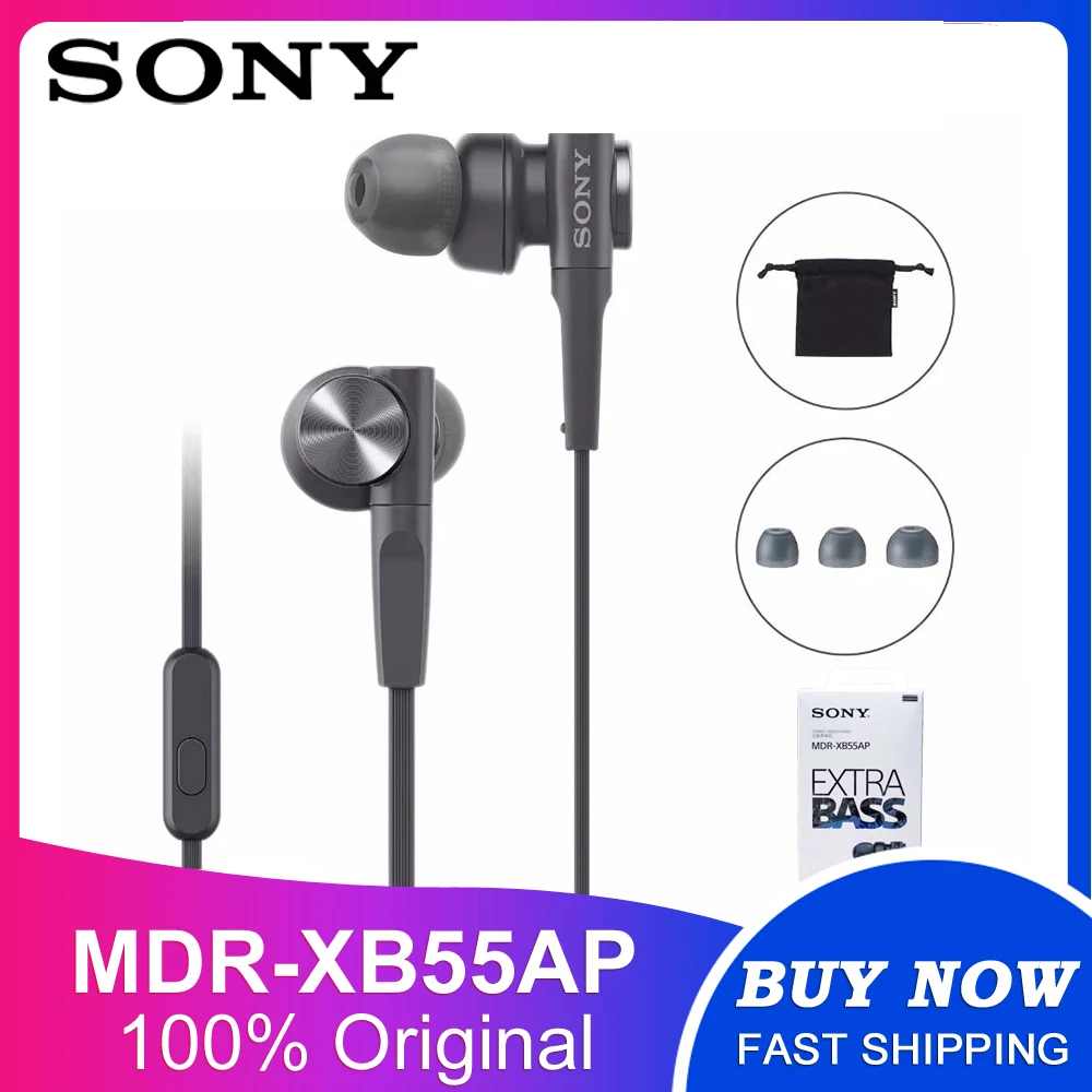 Фото Оригинальные наушники-вкладыши Sony Mdr-Xb55Ap Extra Bass с микрофоном на шнуре №3