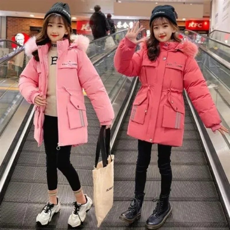 

Парка для девочек, стеганая одежда на новый год, Утепленная зимняя пуховая куртка корейской версии, Детское пальто с капюшоном, верхняя одеж...