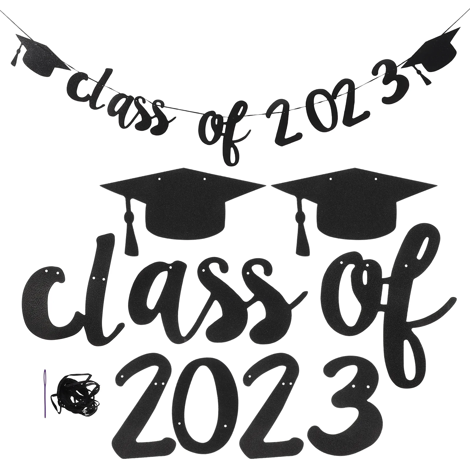 

Banner Graduation Party Decor Hanging Wall Decoration Background Photo Grad Decorative Prop Bunting Congrats Class Decorations