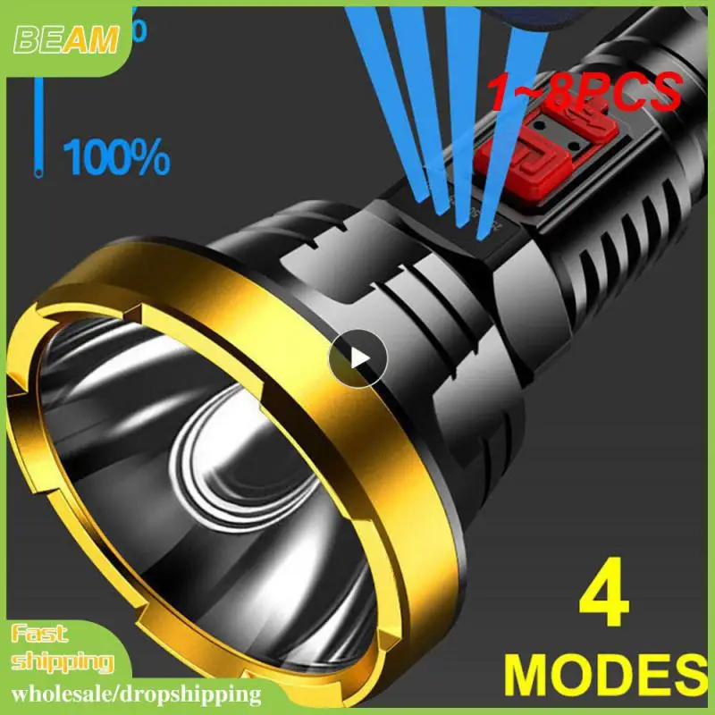 

1~8PCS Powerful LED Flashlight P700 Tactical Flash light Long Range 1000m Torch Waterproof Camping Hand Light USB Rechargeable