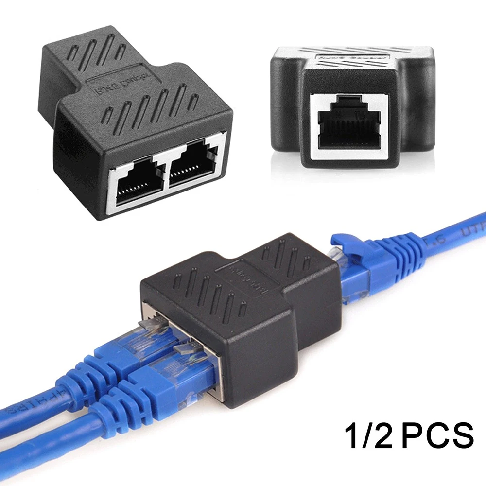 

Разветвитель сетевой Ethernet RJ45 с 1 на 2 каналами, двойной переходник, соединитель, удлинитель, адаптер, разъем, адаптер