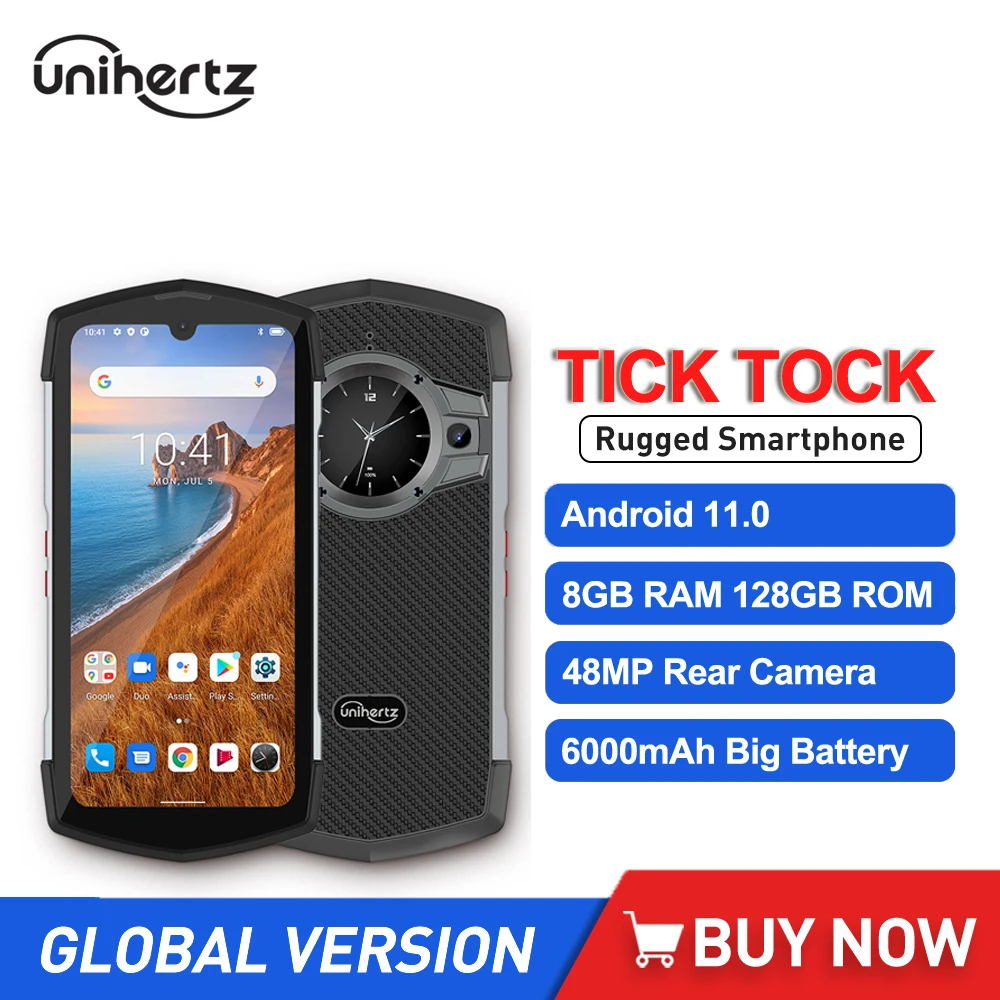 Unihertz Tick Tock 5G Rugged Waterproof Smartphones Android 8GB 128GB Octa Core 48MP Camera Pixel 6.3