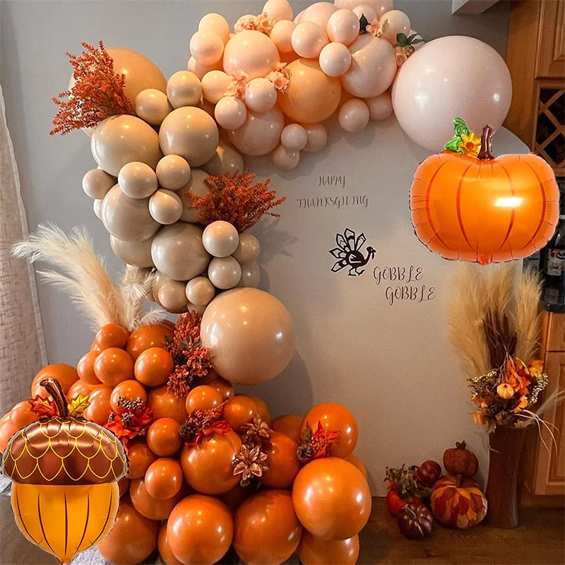 

Набор воздушных шаров из фольги, гирлянда с оранжевыми, белыми, абрикосовыми, тыквенными шариками, в стиле Baby Shower, украшение для дня рождения...