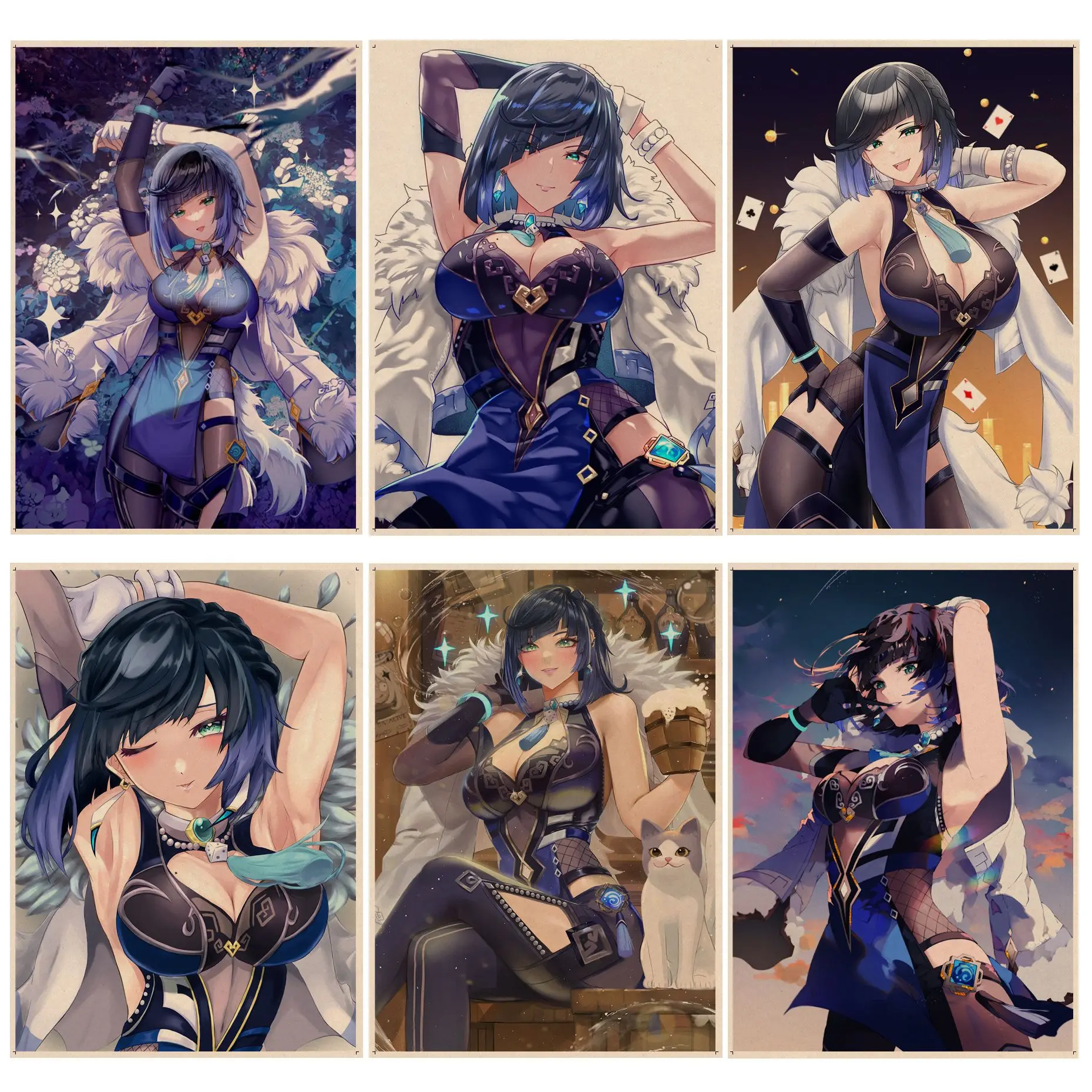 

Genshin Impact Yelan Classic Movie Posters For Living Room Bar Decoration Vintage decorative painting