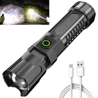 strong bright flashlight multifuctional usb rechargeable torch with 1200 mah battery for outdoor camping fishing hiking lighting