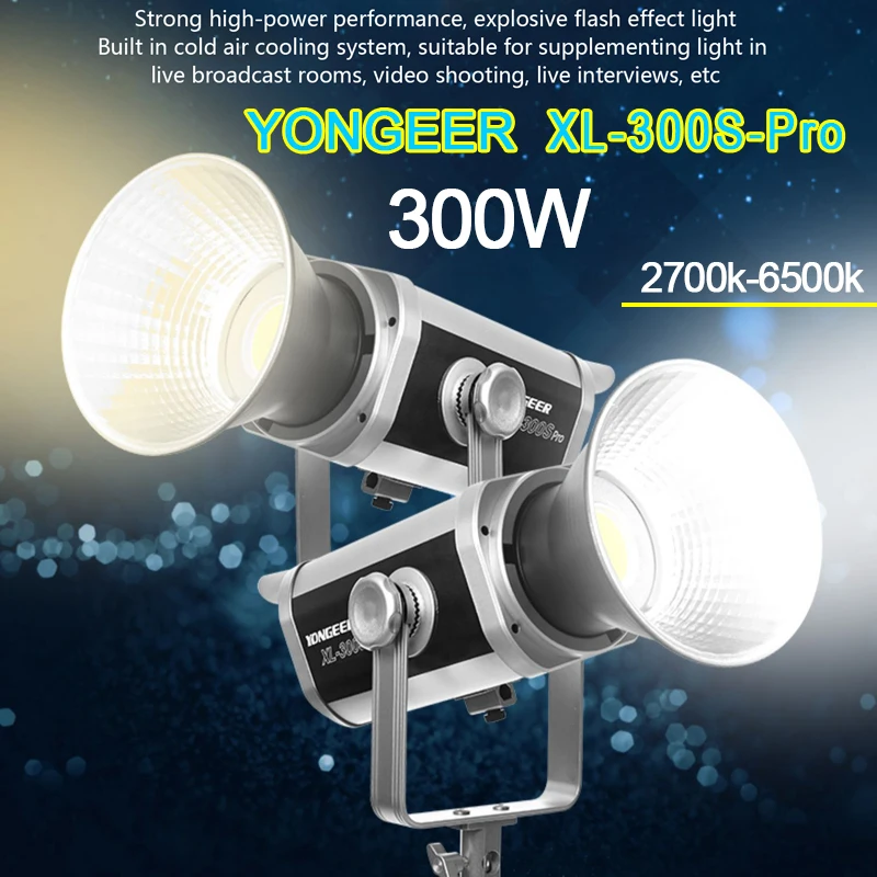 YONGEER XL-300S-Pro 300W COB LED Video Light Bowens Mount Lighting 2700K-6500K for Photography Video Recording Outdoor Shooting