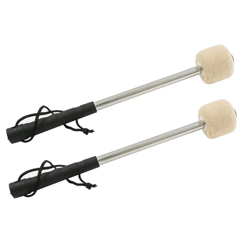 

2 Pcs 12.5Inch Bass Steel Drum MalletsWool Felt Drum Sticks with Stainless Steel Handle Anti-Slip Wool Drum Mallets