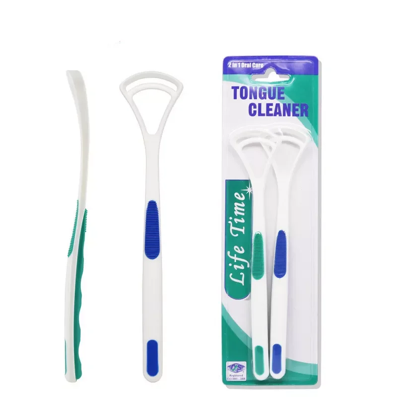 

1/2Pcs Tongue Cleaner Bad Breath New Hot Away Hand Scraper Brush Silica Handle Oral Hygiene Dental Care Cleaning