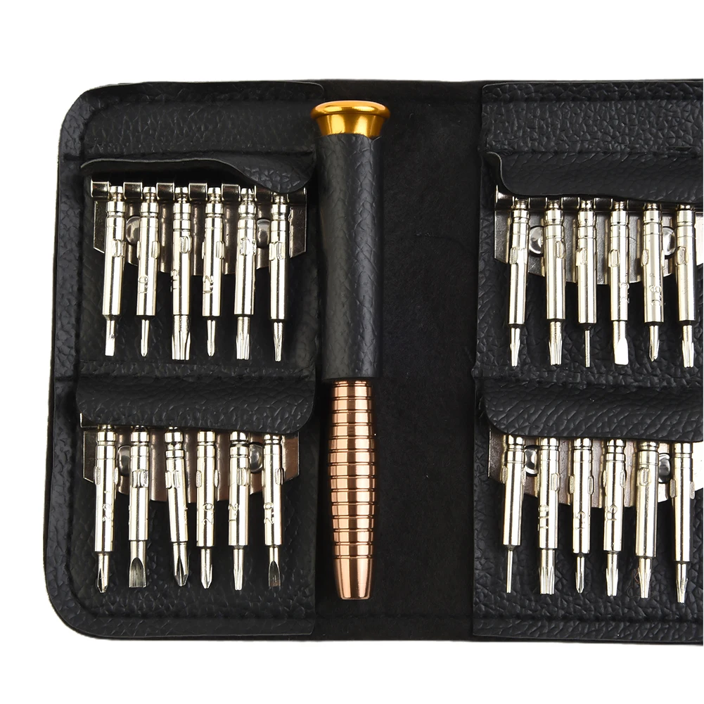 

25 In 1 Steel Screwdriver Set Multi-type Precision Screwdriver Bit Leather Tool Bag Hand Repair Tools For Mobile Phone