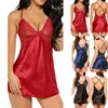 2022 Women Hot Sexy Lace Satin Nightwear Babydoll Erotic Costumes Underwear plus size Lingerie Sexy clothes exotic Porno Dress 2