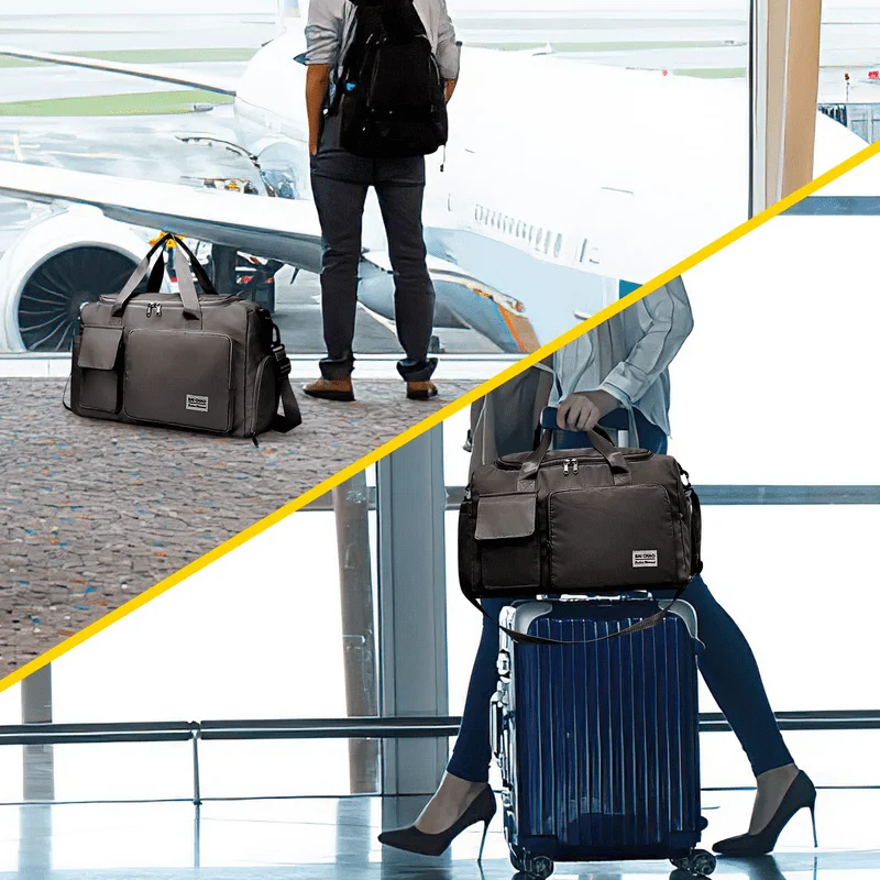 Beautiful Elegant Black Gym Sports Bag with Shoe Compartment and Wet Pocket, Ideal for Swimming and Vacations.