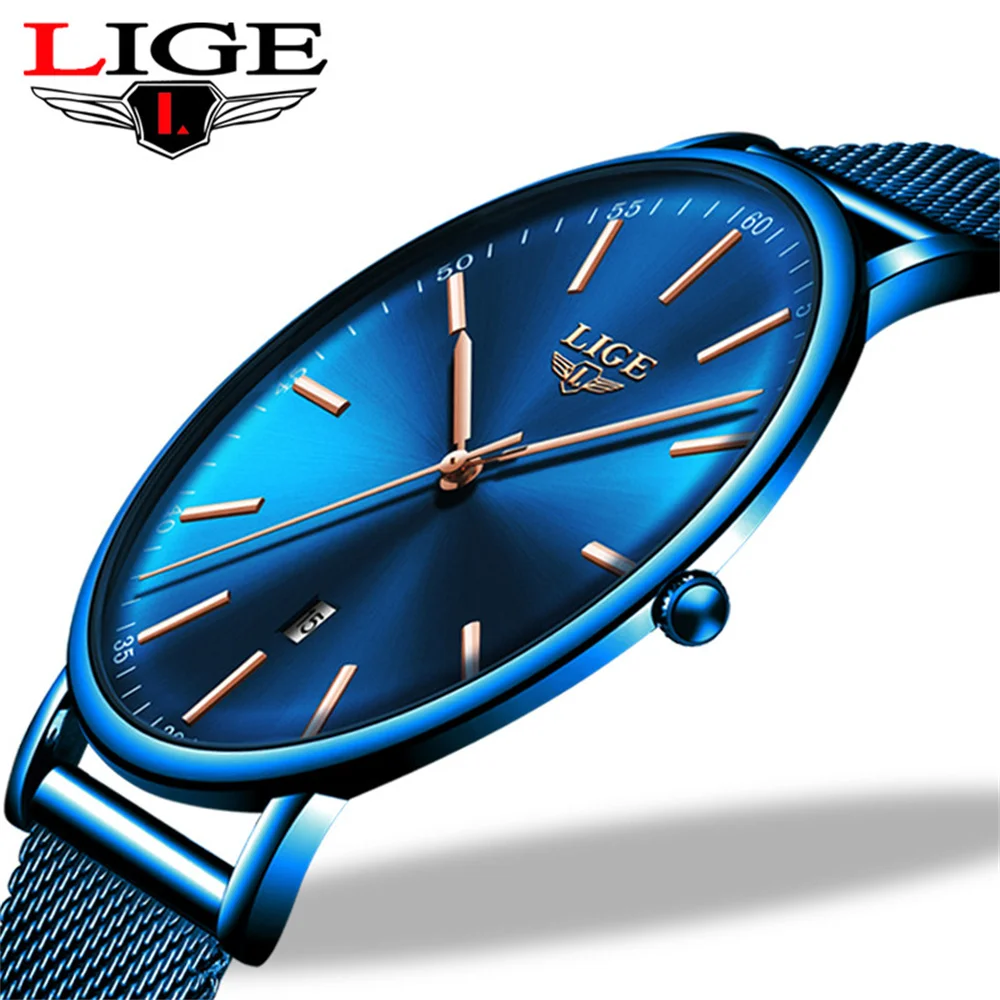 LIGE Womens Watches Top Brand Luxury Waterproof Watch for Women Fashion Ladies Steel Wristwatch Casual Quartz Clock Reloj Mujer