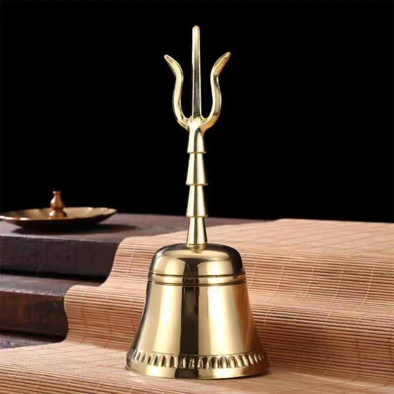 

Three-pronged Rattle Black Yellow Copper Bell for Crafts Meditation Music Instrument Music Toys Child Montessori Master Taps